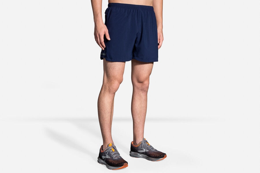 Mens Brooks Sherpa 5" Bottoms Navy | Clothing 0324-WULGE